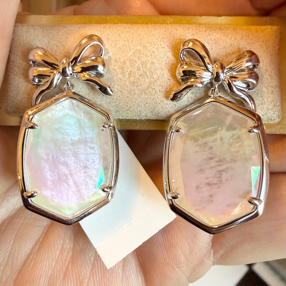FREE FREE Kendra Scott Silver Earrings with Iridescent Stones with $500 purchase